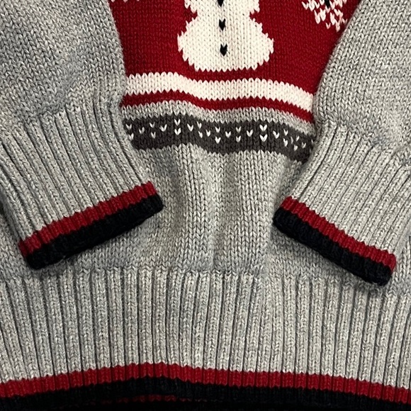 Toddler Boy Gymboree 18-24 Months Cowl Neck Gray & Red Snowman Sweater - Picture 4 of 7